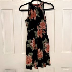 Girls black floral dress- Size 11-12yr